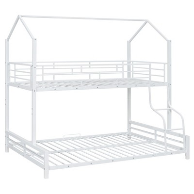 NicBex Twin Over Full Bunk Bed with Guardrail,Twin Loft Bed with Ladder and Converts to 1 Twin Size Bed and Full Size Bed,Bunk Beds for Bedroom