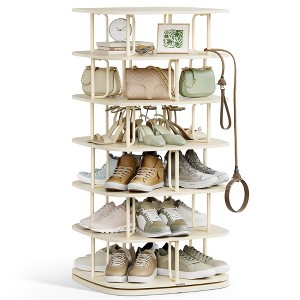 VASAGLE 7-Tier Shoe Rack, Rotating Shoe Rack Tower, Shoe Closet Organizer, Shoe Shelf, 28-35 Pairs, 23.6 x 23.6 x 47.2 Inches - 1 of 4