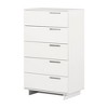 South Shore 5 Drawer Chest Pure White: Space-Saving Vertical Storage, Elegant Metal Handles - 2 of 4