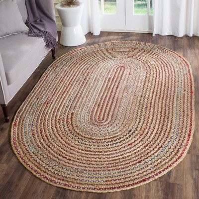 Handmade Multicolor Jute Oval Rug 6' x 9'