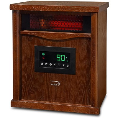 Ivation Portable Electric Space Heater, 1500-Watt 6-Element Infrared Quartz Mini Heater With Digital Thermostat, Remote Control, Timer & Filter, Cherry Oak,