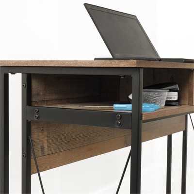 Black Metal and Wood Study Desk with Drawer