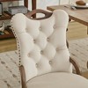 Velvet Tufted Dining Chairs Set of 2, Wingback Dining Chair with Solid Wood Handles & Curved Legs - ModernLuxe - 4 of 4