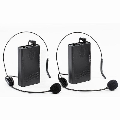 LyxPro Dual Channel Wireless Bodypack Transmitters with Headsets for SPA-12BAT PA Speaker System