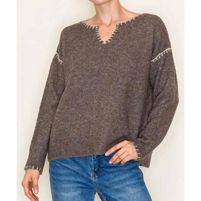 Women's Long Sleeve Sweater with Blanket Detail - STACCATO