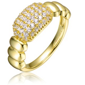 Guili Sterling Silver 14K Yellow Gold-Plated Pave Scalloped Ring with Cubic Zirconia for a Timeless, Elegant Look. Sizes 6-8. - 1 of 3