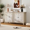 Modern Natural Sideboard Buffet Cabinet with 4 Doors, Decorative Dining Room Buffet Cabinet with Adjustable Shelves - Panipeachy - 2 of 4