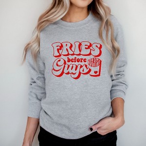 Simply Sage Market Women's Graphic Sweatshirt Fries Before Guys Bold - 1 of 4