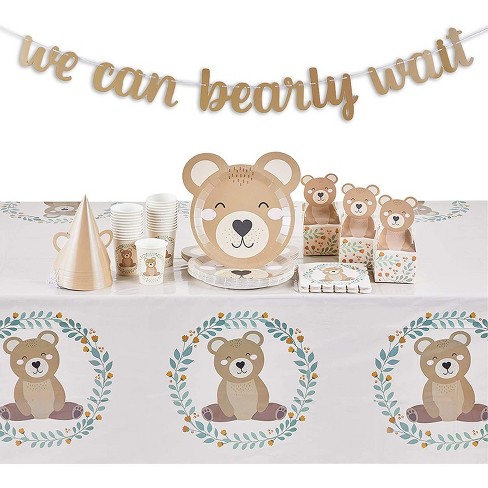 Sparkle And Bash Serves 24 We Can Bearly Wait Baby Shower Party Supplies Banner Hats Tablecloth Plates Napkins Cups Target