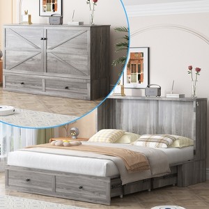 Mjkone Modern Full/Queen Size Murphy Bed Chest With Storage,NO MATTRESS,GREY - 1 of 4