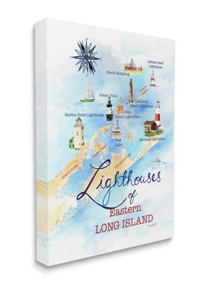 Stupell Industries Nautical Map of Eastern Long Island Lighthouses