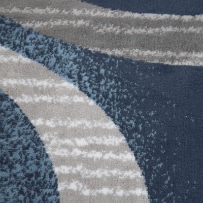 Gray and Blue Geometric Rectangular Area Rug