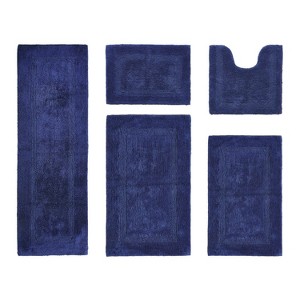 Lux Premium 100% Cotton Tufted Solid Reversible 5 PC Bath Rug Set – Ultra-Soft, Water-Absorbent, Durable, Machine Washable Bathroom Rug - 1 of 4