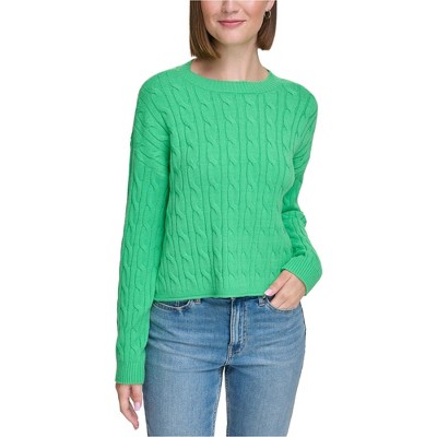 Calvin Klein Womens Lightweight Cable Knit Cropped Pullover Sweater
