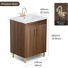 phiestina 24" Walnut Small Bathroom Vanity, Fully Pre-Assembled with Ceramic Sink, 2 Soft Close Doors, Faucet Not Included - 2 of 4