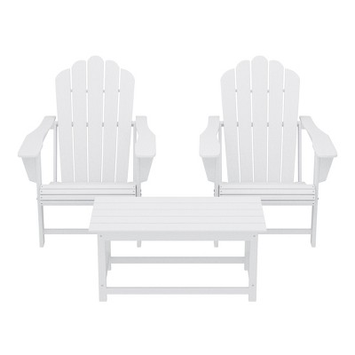 WestinTrends Highland 3-Piece Adirondack Chairs with Cup Holders and Coffee Table Set