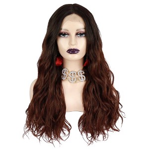 Unique Bargains Women Long Body Wave Lace Front Wigs with Wig Cap 24" 1PC - 1 of 4