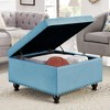 Lyngins Square Linen Storage Ottoman with Wooden Legs, Button-Tufted Ottoman with Storage, Nail Trim, 30" Foot Stool, Coffee Table, Entryway Bench - 2 of 4