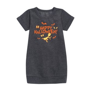 Girls' - Dr. Seuss - Happy Halloween Eyes Graphic Short Sleeve Fleece Dress - 1 of 4