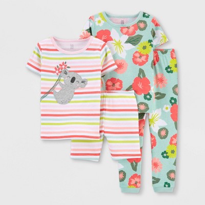 Baby Girls' 4pc Koala Floral Pajama Set - Just One You® made by carter's Pink/Green 9M