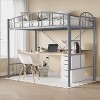 Twin Size Loft Bed, Heavy Duty Metal Loft Bed Frame with Arched Guardrail and Safety Ladder, Space-Saving, No Box Spring Needed, Matte Gray - 2 of 4