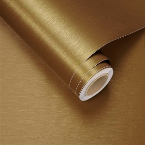 Gold Metallic Brushed Textured Peel and Stick Wallpaper Roll Vinyl Self Adhesive Contact Paper for Wall(Cover 36 sq. ft.) - 1 of 4