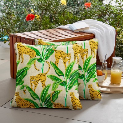 2pk Corded Outdoor Throw Pillows Yellow/Green
