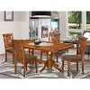 Nordic Dining Room Set - Extension Table & Chairs - Solid Wood Kitchen Set - Saddle Brown Finish - 2 of 4
