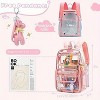DOMETOUR Clear Backpack for School, PVC Transparent Bookbag with Cute Pendant, Back to School Gifts Backpack for Kids Girls Boys, Pink - 4 of 4
