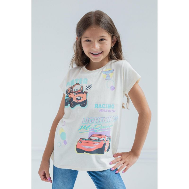 Disney Pixar Cars Lightning McQueen Tow Mater Girls 2 Pack T-Shirts Toddler to Big Kid, 2 of 8