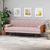 ORRD Mid-Century Modern Tufted Fabric Sofa with Gold Tipped Rubberwood Legs, Diamond Stitched Backrest & Waffle Seat - 2 of 4