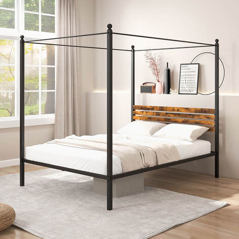Tangkula Twin/Full/Queen Size 4-Post Canopy Bed Frame Rustproof Metal Noise-free with Foot Pads, 2 of 11