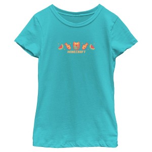 Girls Minecraft Axolotl and Food T Shirt - 1 of 4