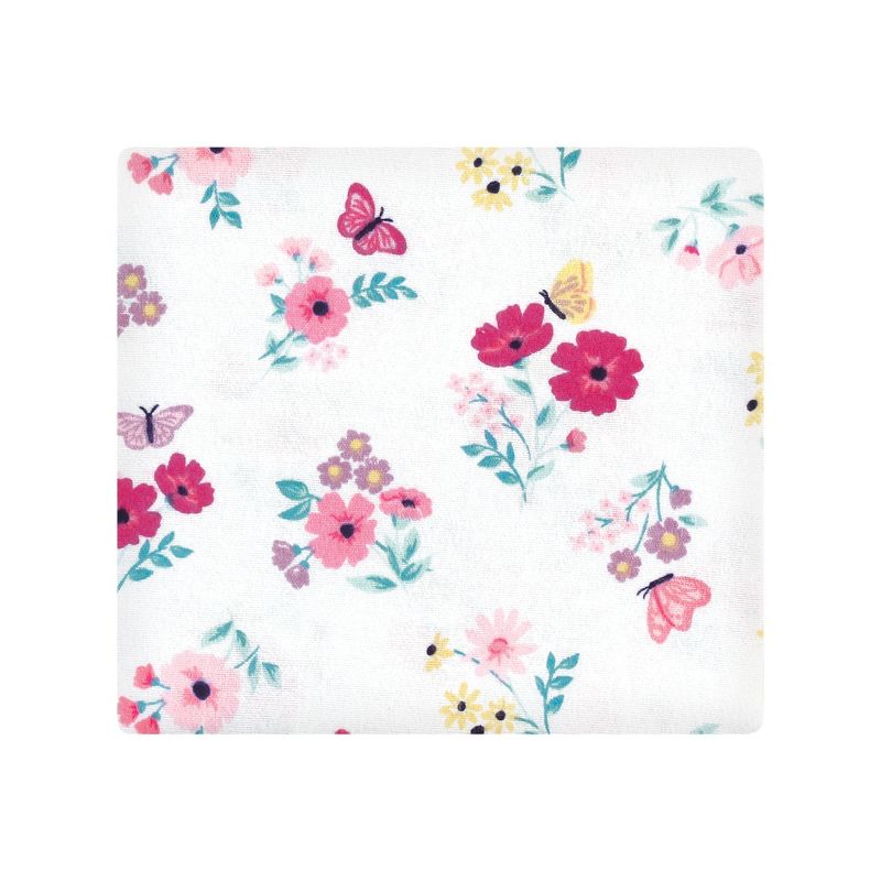 Hudson Baby Infant Girl Cotton Flannel Receiving Blankets, Butterfly Floral, One Size, 3 of 7