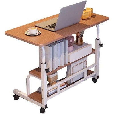 Homhougo 31.5" Adjustable Table Student Computer Portable Home Office Furniture Small Spaces Sofa Bedroom Bedside Desk Learn Play Game Desk On Wheels