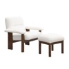 Modern Accent Chair with Ottoman, Mid Century Lounge Chair, Comfy Fabric Armchair with Solid Wood Frame for Living Room, White - ModernLuxe - 4 of 4