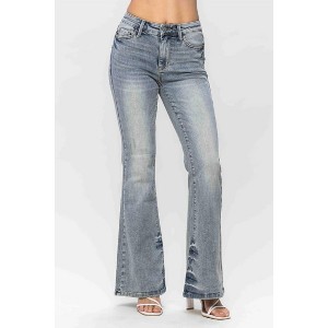 Women's Tinted Pin Tack Detail Flare Jean - Judy Blue - 1 of 4