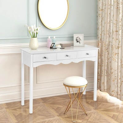 White MDF Console Table with Storage Drawers