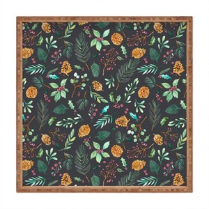 Ninola Design Christmas Botanical Charcoal Bamboo Tray - Deny Designs - 1 of 1