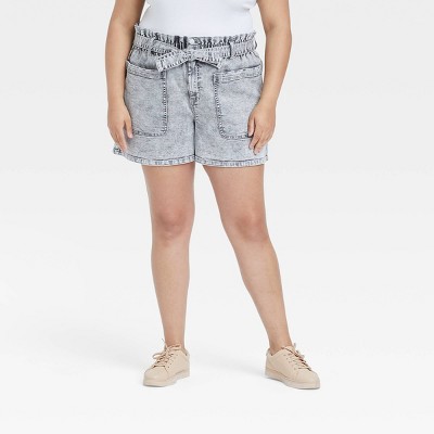Women's Plus Size Paperbag Jean Shorts - Ava & Viv™