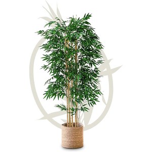 Maia Shop Artificial Bamboo Tree Faux Silk Tropical Home Decoration with Realistic Leaves and Trunks Ideal for Home and Office - 1 of 4