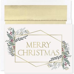Masterpiece Studios Holiday Collection 15-Count Boxed Embossed Christmas Cards with Foil-Lined Envelopes, 7.8" x 5.6", Modern Christmas (935500) - 1 of 2