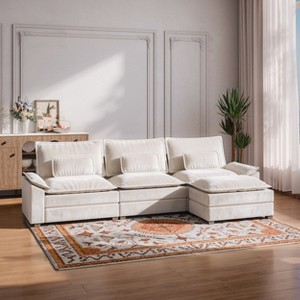 ALAUAM 116”Cloud Sectional Couches L-Shaped Sofa Deep Seat& Movable ottoman, Modern Comfort Upholstered Sofa - 1 of 4