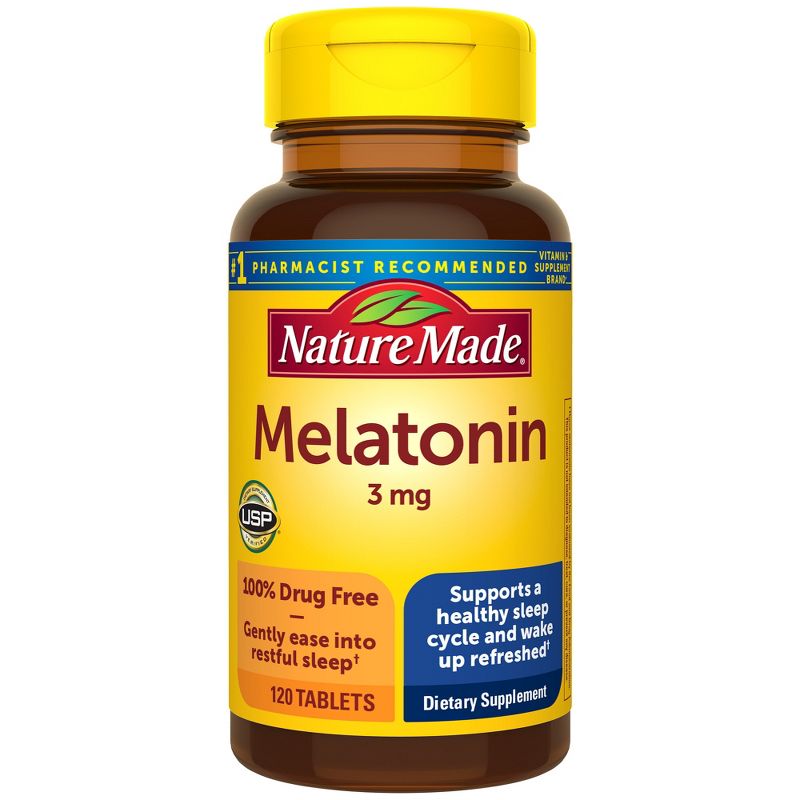 Nature Made Melatonin 3mg 100% Drug Free Sleep Aid for Adults Tablets, 3 of 12