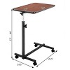 Syemin Desks Multifunctional Adjustable Bedside Table Overbed Bedside Table With Wheels Adjustable Overbed Bedside Table, Brown, 24"*16"*27" - 3 of 4