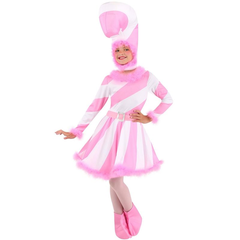 HalloweenCostumes.com Pink Candy Cane Dress Costume for Girls, 1 of 2