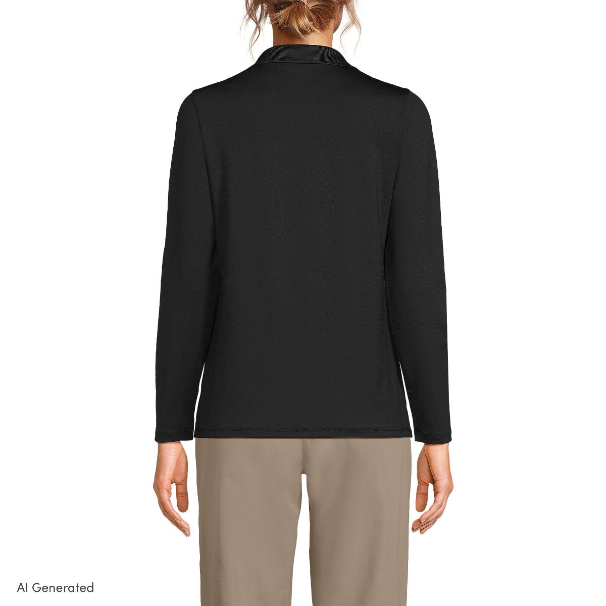 Lands' End School Uniform Women's Long Sleeve Feminine Fit Rapid Dry Polo Shirt - thumbnail 2