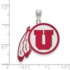 Black Bow Jewelry Sterling Silver Utah Runnin Utes NCAA Extra Large Pendant - 2 of 3