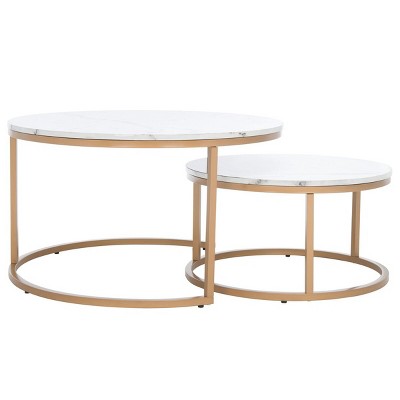 Peppino Round White Marble and Gold Nesting Coffee Table