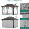 Hardtop Gazebo 10'x13', with Double Polycarbonate Roof, Aluminum Alloy Frame, Net, and Curtain, Permanent Building, Gray - 3 of 4